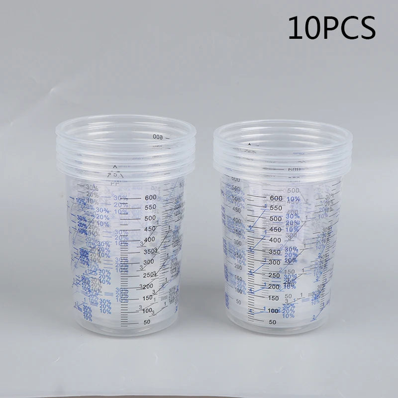 10/50PCS 600ml Disposable Paint Mixing Cup Transparent Paint Mixing Calibrated Cup Plastic Paint Mixing Cups 600ml Mixing Pots Oasis Select 10PCS