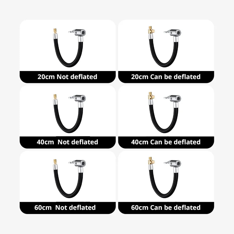 10 20 40 60cm Car Tire Inflator Hose Inflatable Air Pump Extension Tube Adapter Twist Tyre Connection Locking Air Chuck Oasis Select