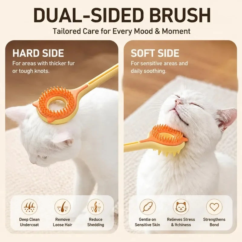 Double Sided Massager 2 in 1 Retractable Cat Tickler Cat Teaser Wand Interactive Cat Toy for Kitten Grooming Relieve Itching Oasis Select