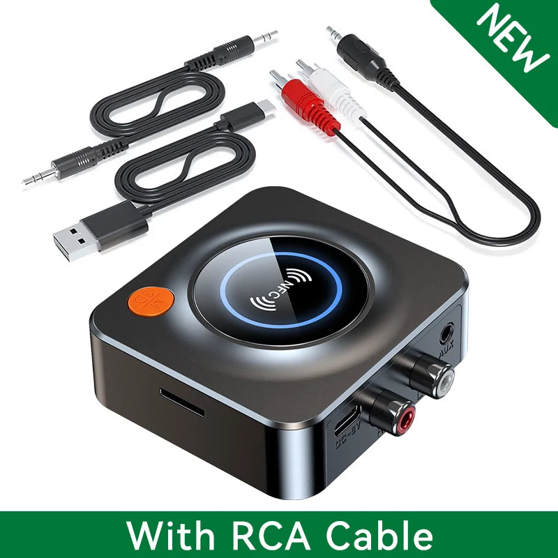NFC Bluetooth Adapter 3D Stereo Music Wireless Bluetooth Audio Receiver 3.5mm AUX Support TF Card Play For Car Kit Speakers Oasis Select With RCA Cable