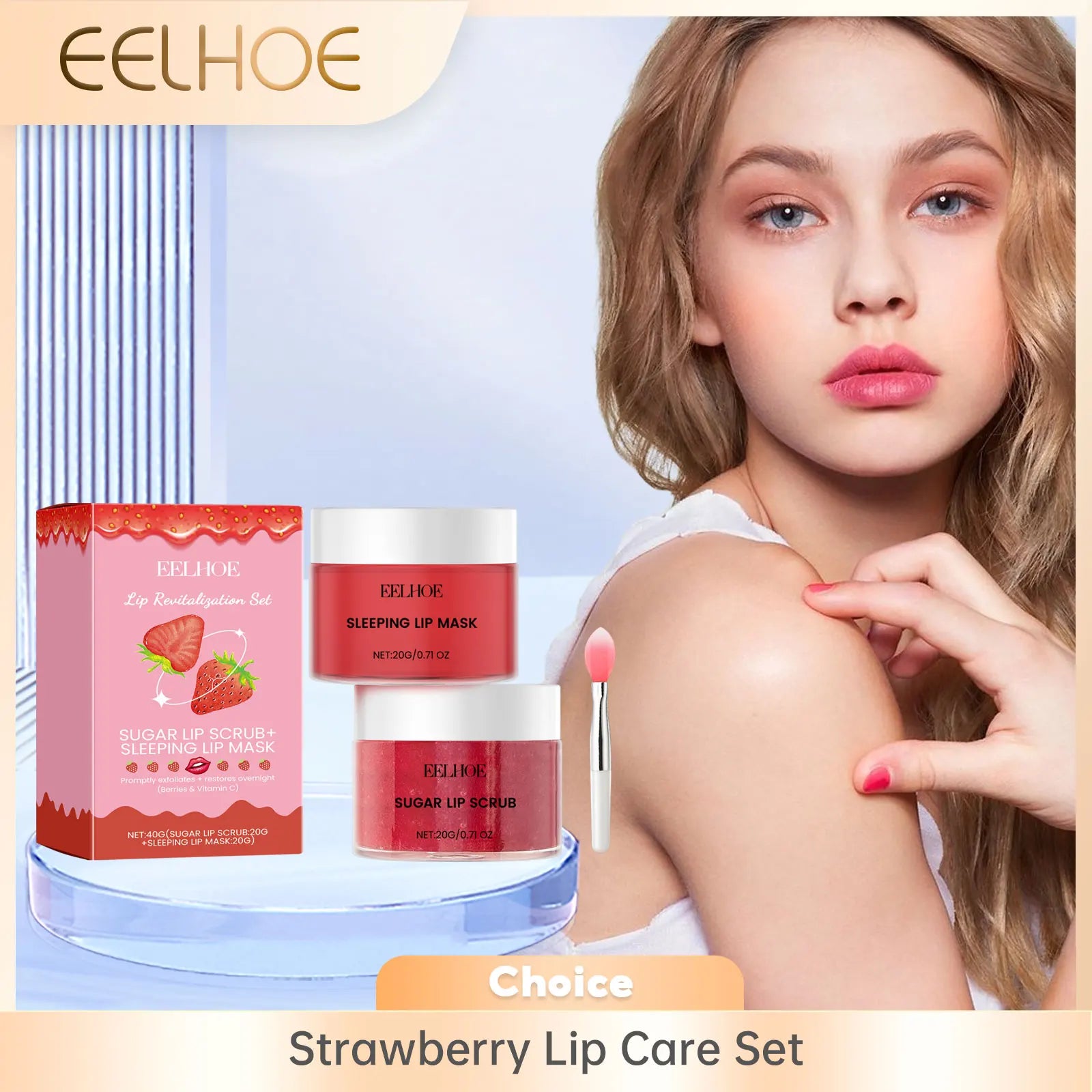 Eelhoe Vitamin C Lip Scrub & Overnight Mask Set – Nourish & Brighten Lip Care Set Oasis Select
