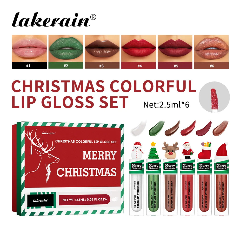 Christmas 5-Piece Colorful Lip Gloss Set – Shiny & Waterproof