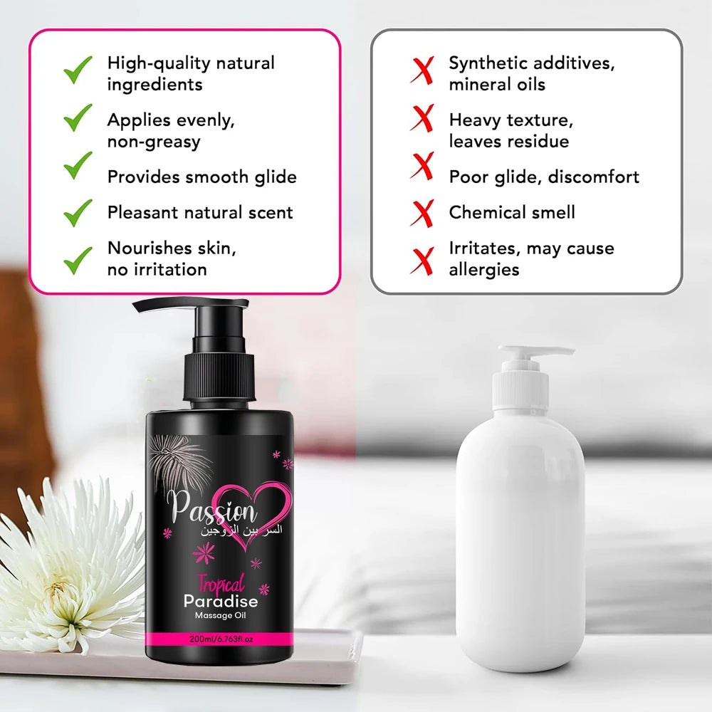 Passion Jojoba Body Massage Oil – Tropical Paradise 200ml