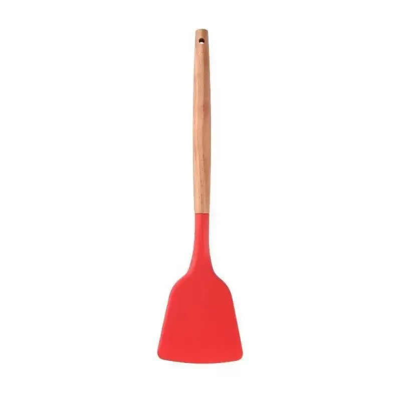Kitchenware Food Grade Silicone Spatula Non Stick Pan for Stir Frying Kitchen and Home Use Spatula Pancake Maker Oasis Select red-31cm
