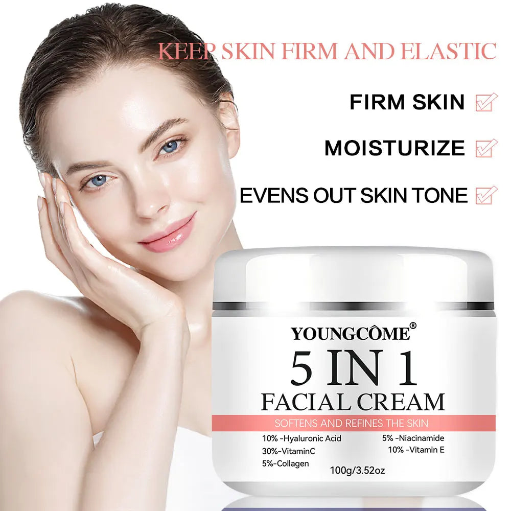 5 In 1 Fade fine lines Firming Face Serum Moisturizing brightning Vitamin C Hyaluronic Acid Facial Serum Shrink Pores Skin Care Oasis Select