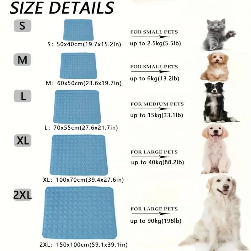 Summer Pet Cooling Mat – Ice Silk Dog & Cat Cushion Bed Pet Cooling Mat Oasis Select