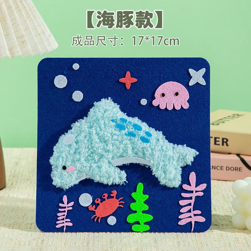 Christmas Gifts Non-woven Fabric Sewing Fun Thread Drawing Christmas Tree Children's Diy Handmade Material Toys Oasis Select dolphin