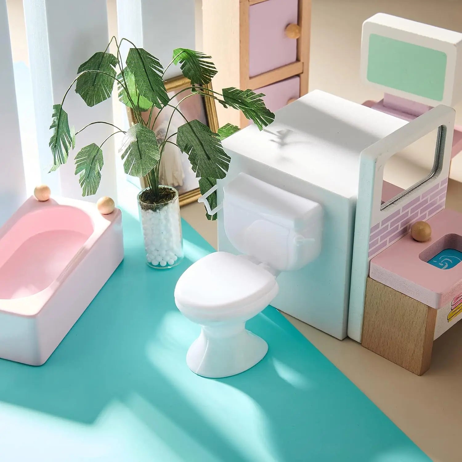 1:12 Scale Miniature White Toilet – Dollhouse Bathroom Furniture, Plastic Tiny Toilet For Fairy Garden Paths，Micro Landscapes Oasis Select