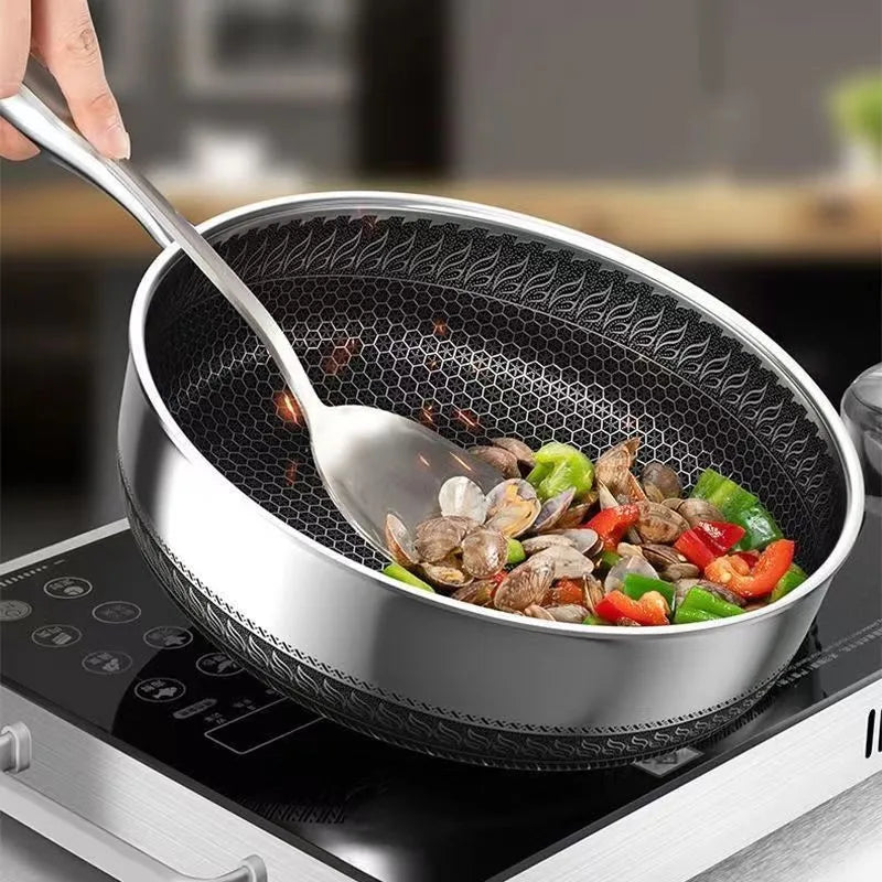 316L Stainless Steel Frying Pan | Tri-Ply Honeycomb Skillet