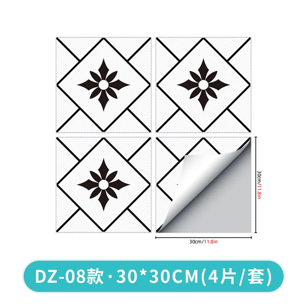 Kitchen Bathroom Oil Waterproof Non-slip Twill Floor Paste Bathroom Bedroom Living Room DIY Floor Paste Stickers Oasis Select DZ-08 30cmx30cm(4pcs-1set)