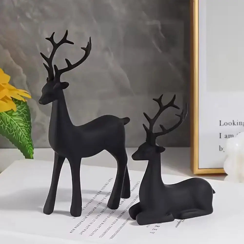 Christmas Reindeer Decor Modern Style Deer Statues Elk Sculpture Figurines Ornament Living Room Bedroom Office Home Decor Oasis Select