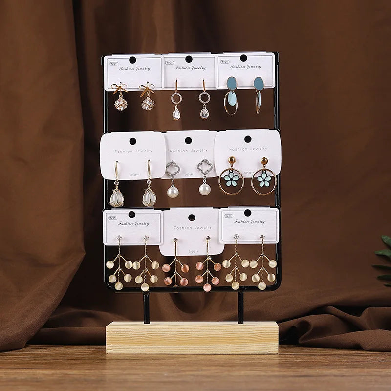 Solid Wood Iron Earring Holder Rack – Multi-Tier Jewelry Display