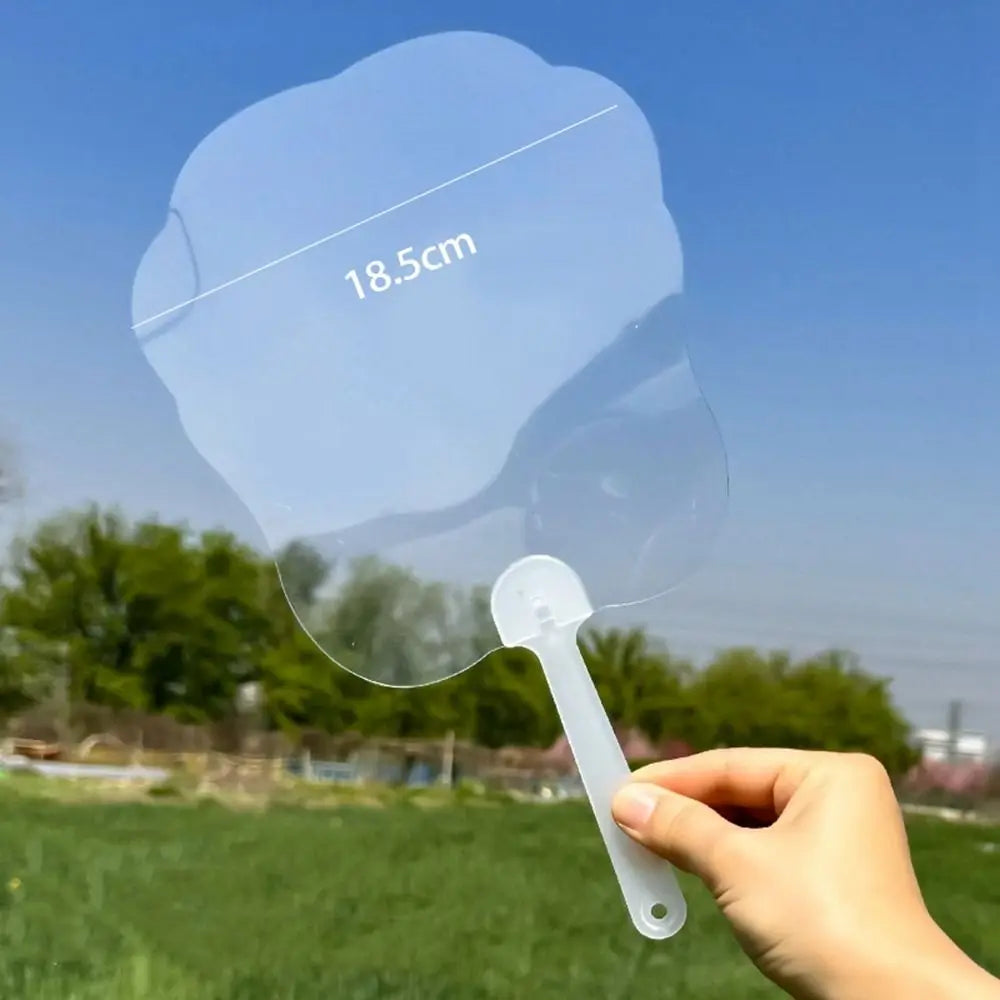 Multi-functional Plastic Transparent Fan Handheld Unfinished Graffiti Fans Thicken Round Blank Painting Fans Children Oasis Select Transparent-style D