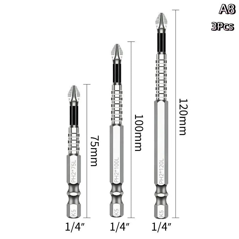 K5 Strong Magnetic Screwdriver High Hardness Bits Set Anti-Slip S2 Standard Non-slip Cross Head Electric Screwdriver Set Oasis Select A8