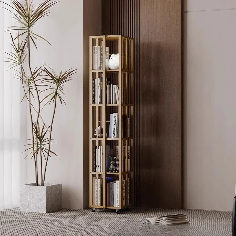 Multi-functional Rotating bookshelf Home living room Movable multi-layer shelf Non-solid wood storage artifact Simple bookcase Oasis Select