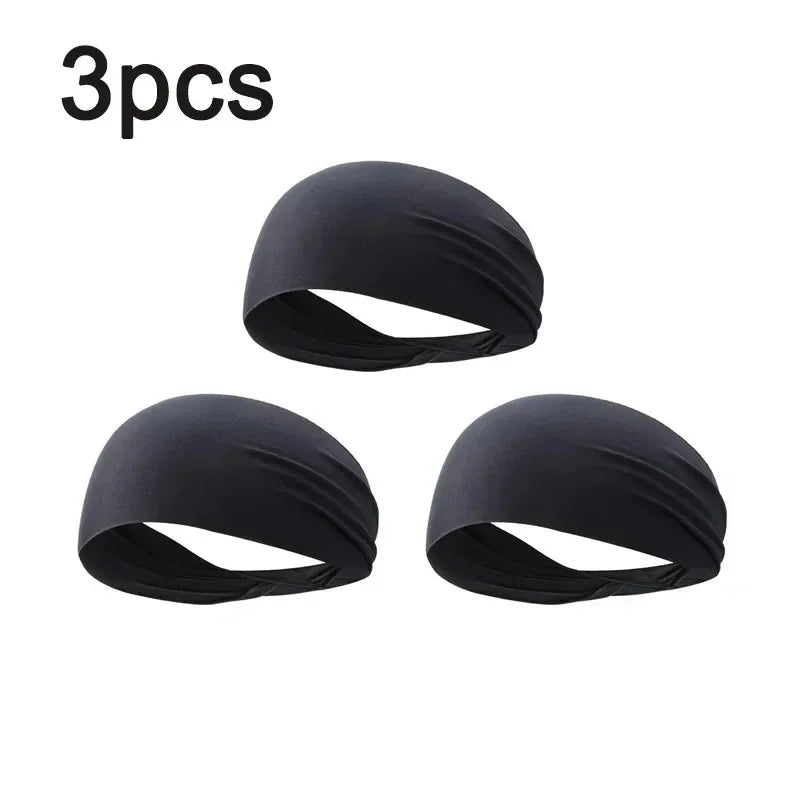 1/8PC Sweatband For Men Women Elastic Sport Hairbands Head Band Yoga Headbands Headwear Headwrap Sports Workout Hair Accessories Oasis Select black-3pcs