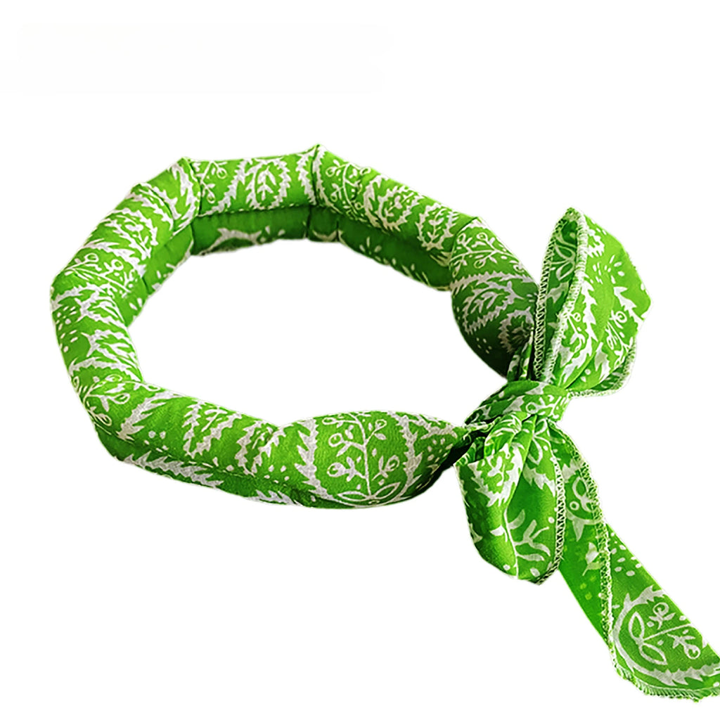 Pet Cooling Scarf Ice Collar for Cats Dogs Summer Heat Relief Outdoor Travel Accessory with Breathable Cartoon Design Oasis Select Green