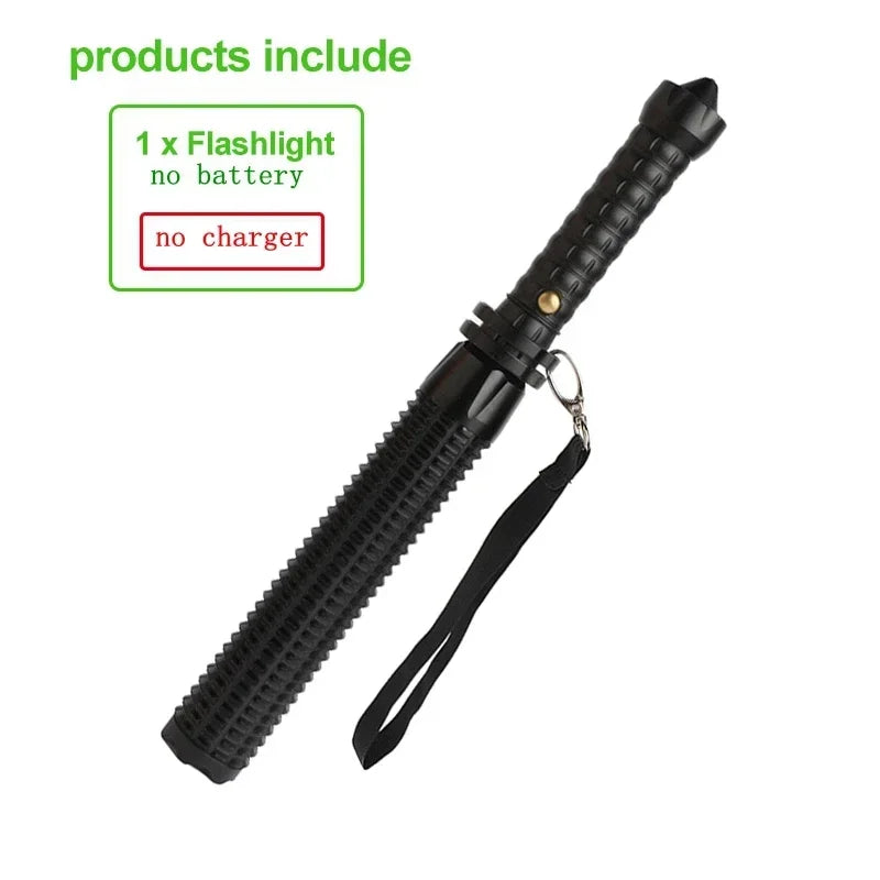 KDULIT Wolf Tooth Stick Flashlight Strong Light Charging Outdoor Super Bright Multi Functional Telescopic Self Defense Window Oasis Select No Battery Black