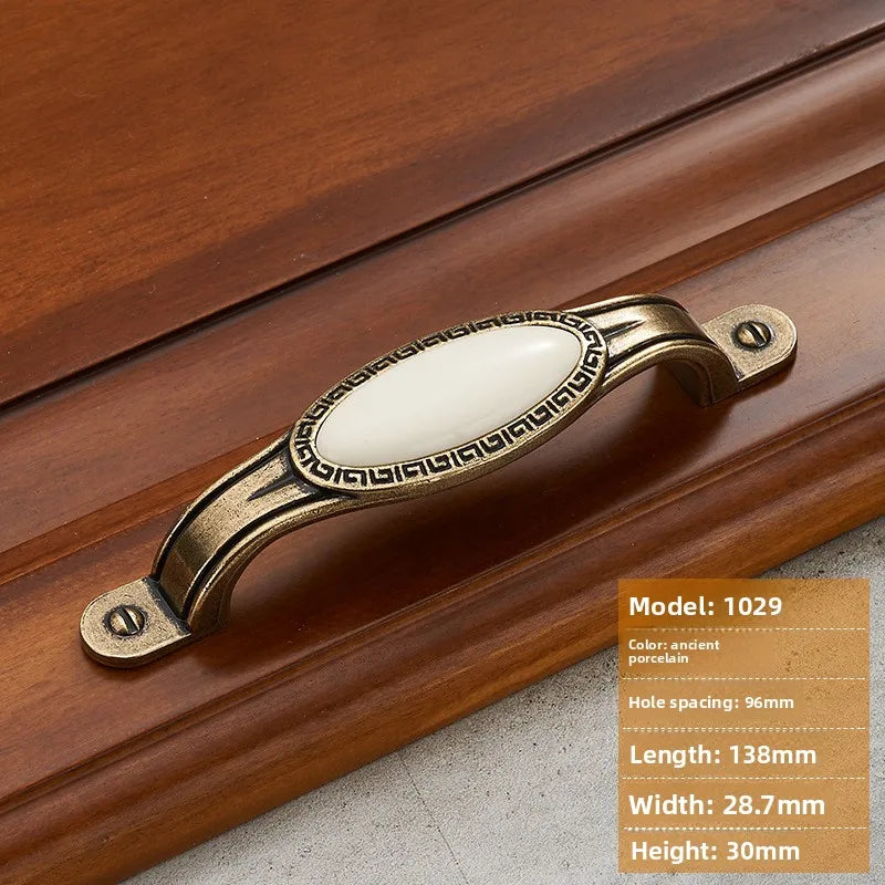 Antique Bronze Ceramic Zinc Alloy Cabinet Handles Drawer Knobs Morning Glory European Style Wardrobe Door Furniture Oasis Select 1029-96