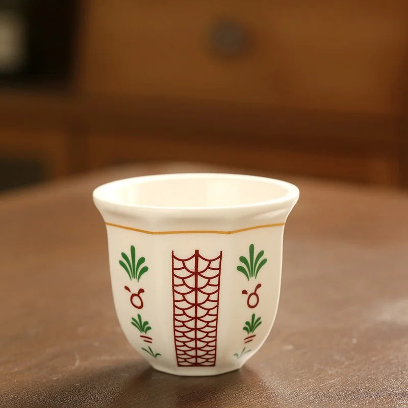 180ml/250ml Coffee Cup Hand Held Espresso Cup Vintage Middle Eastern Ceramics Candle Porcelain for Household New Pottery Tea Cup Oasis Select A 180ML