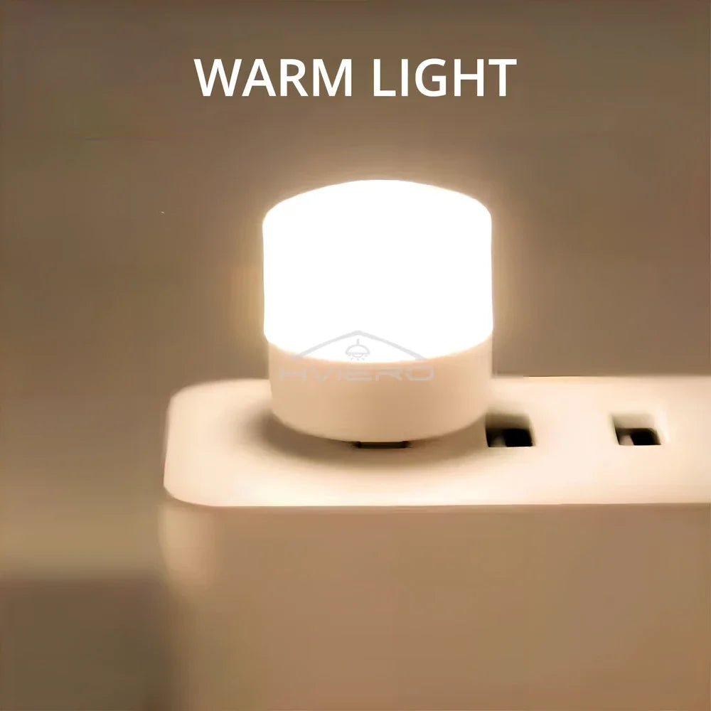 HVIERO USB LED Night Light – Warm & White Glow, Plug & Play