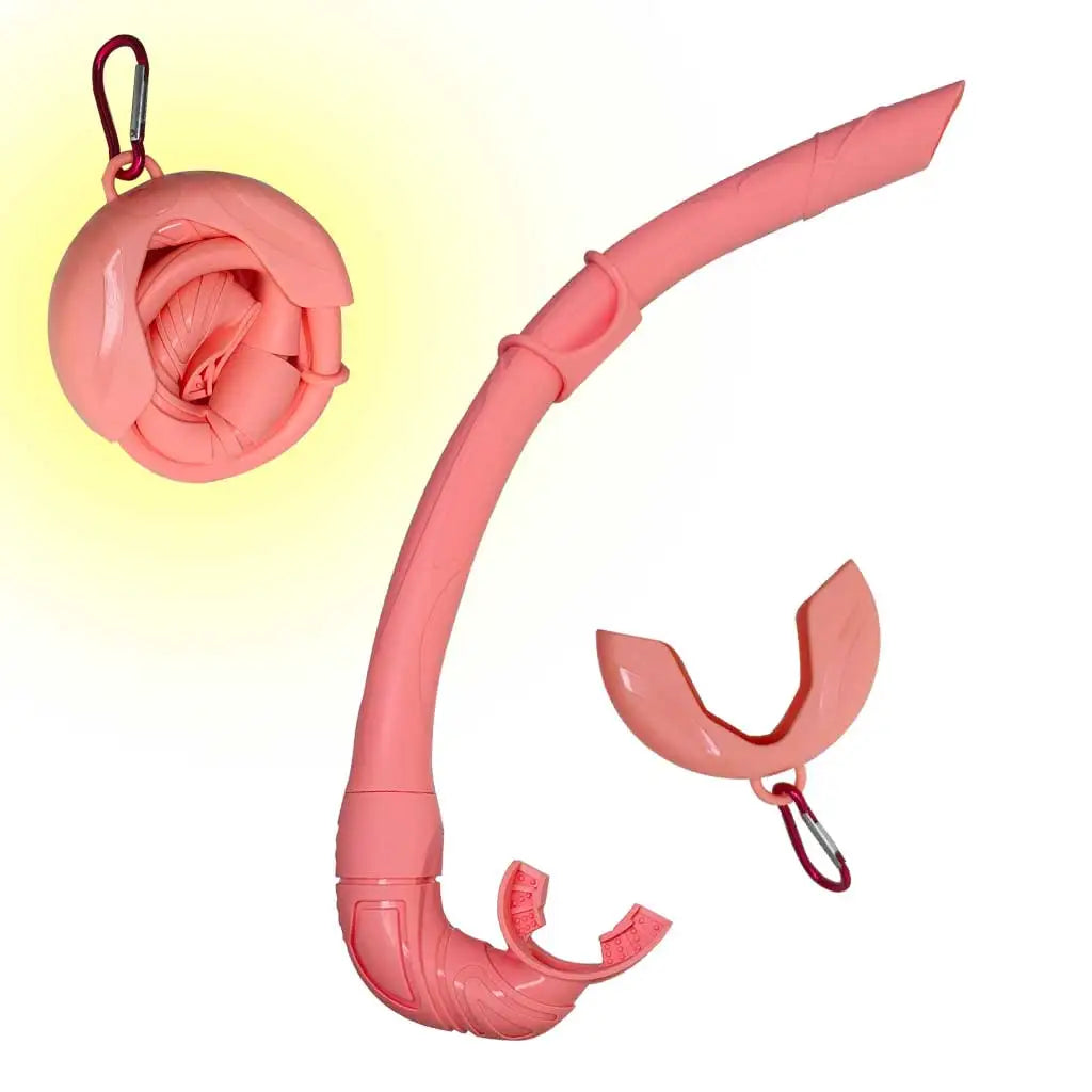 Roll Up Silicone Snorkel Swimming Swim Snorkel with Hanging Buckle Comfortable Breathing Tube for Snorkeling Oasis Select Pink with clip