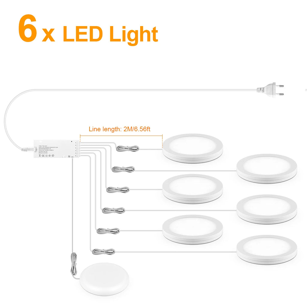 1-10pcs Ceiling Panel Lights with Dimmable Touch Sensor Swtich,5W Puck Light For Cabinet Study Desk Storage Shelf Night Lighting Oasis Select 6x LED Panel Light White