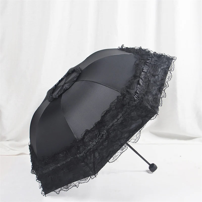 Vintage Lace Parasol Foldable Gothic Lolita Umbrella Lady Rain Anti-uv Protection Umbrella Dome Props Parasol Umbrella Lady Oasis Select