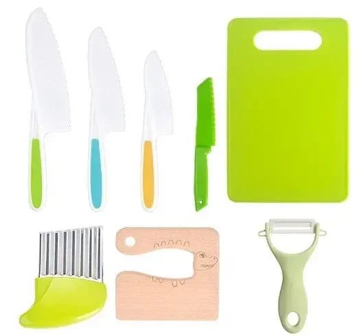 Kids Cooking Cutter Set Kids Knife Toddler Cutter Plastic Cake Fruit Knives Children DIY Peeler Tools Kitchen Accessories Oasis Select 8PCs
