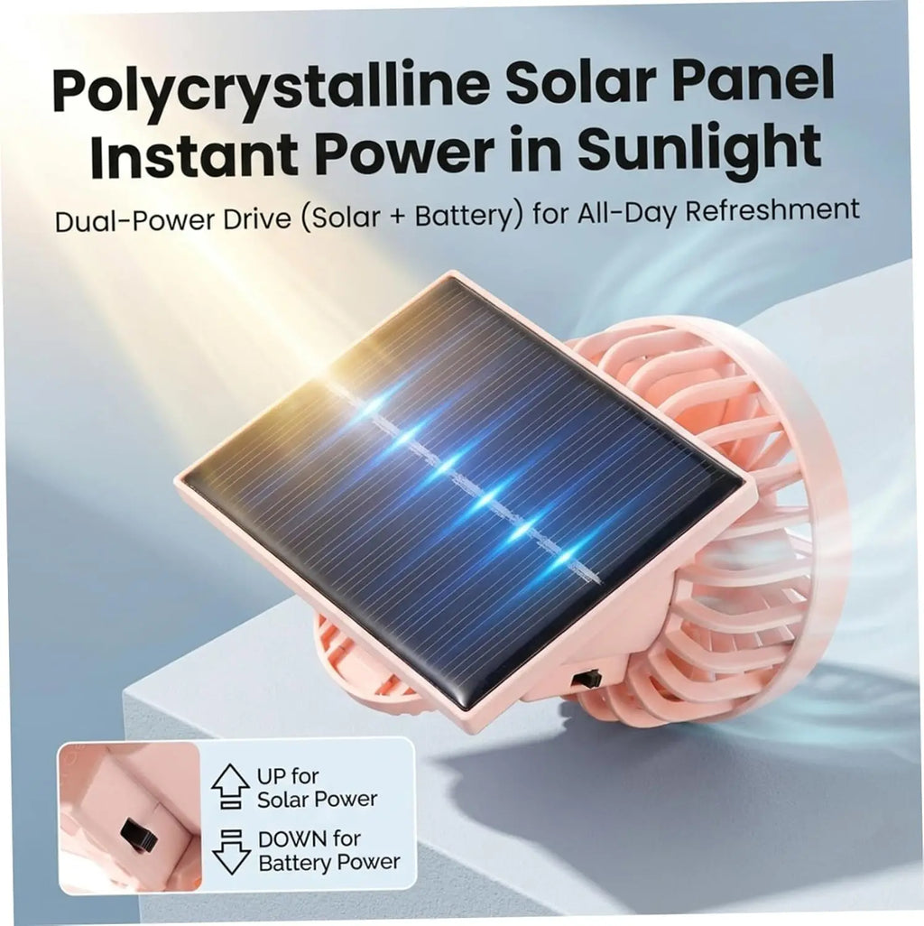 Solar Powered Clip Fan with Adjustable Angle, Portable Personal Cooling Fan for Hat, Desk, Camping, Hiking, Travel, Eco-Friendly Oasis Select