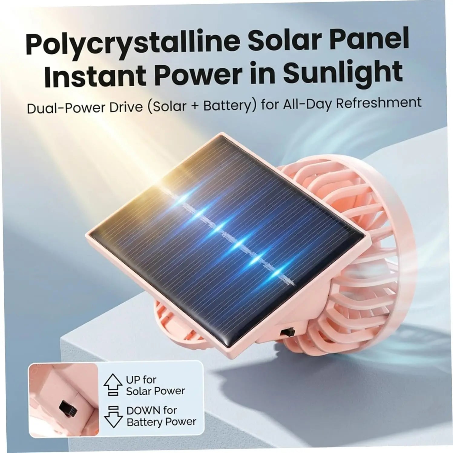 Solar Powered Clip Fan with Adjustable Angle, Portable Personal Cooling Fan for Hat, Desk, Camping, Hiking, Travel, Eco-Friendly Oasis Select