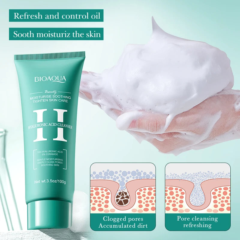 BIOAQUA Hyaluronic Acid Facial Cleanser – Moisturizing Foam Wash Facial Cleanser Oasis Select