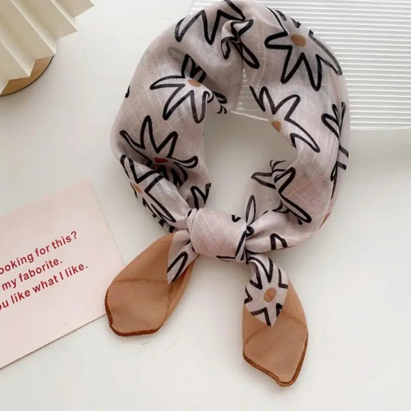 58cm Cotton Linen Handkerchief Print Square Neck Scarf Women Small Shawls Hair Scarfs Female Bag Scarves Head Scarf Oasis Select