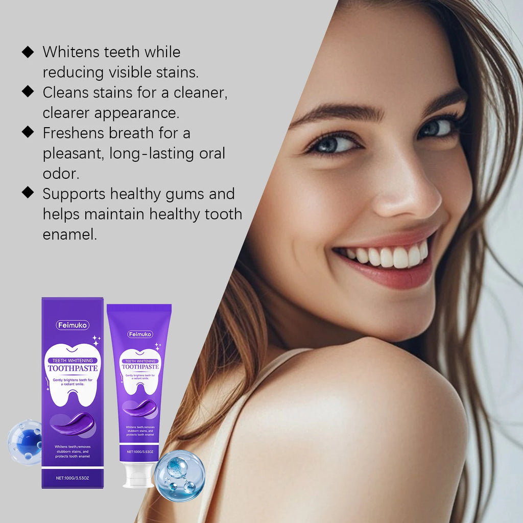 FEIMUKO Purple Whitening Toothpaste – Color Correction 100g Whitening Toothpaste Oasis Select