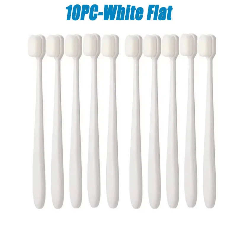 5/10Pcs Ultra Fine Soft Toothbrush, Million Nanometer Bristle Toothbrush, Deep Cleaning Teeth, Portable Oral Care Brush Oasis Select 10PC-White Flat