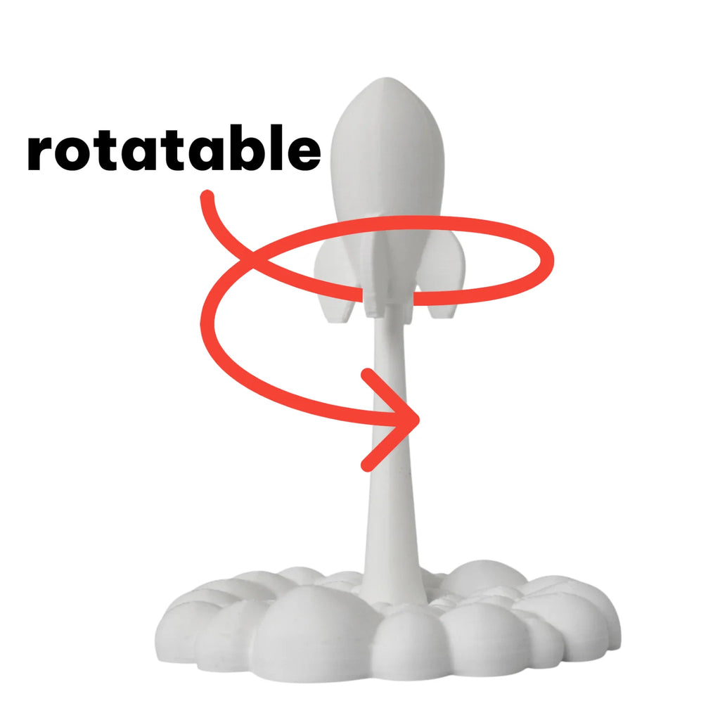 Rotatable Rocket Launch Figurine Modern Theme Statue Whimsical Rocket with Cloud Base Ornaments for Home Office Desk Decor Gifts Oasis Select