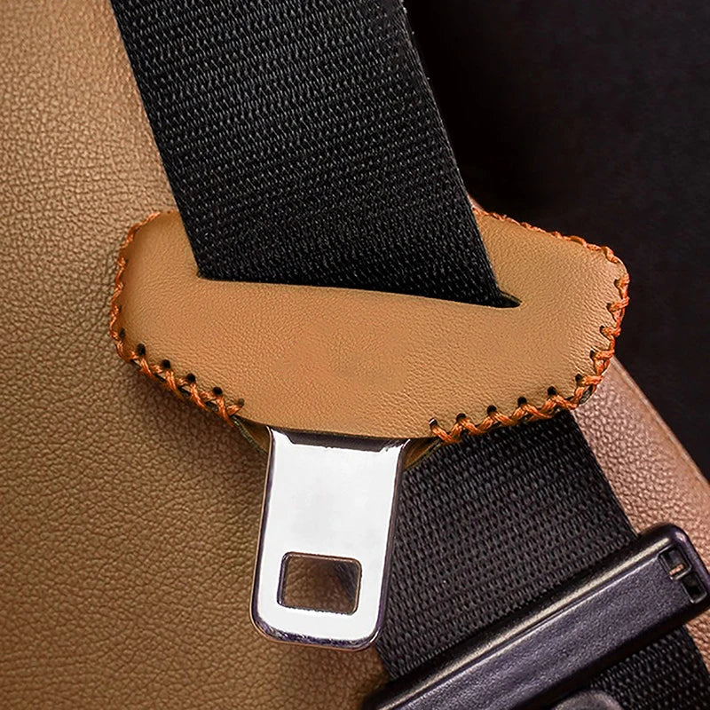 Universal Car Seat Belt Buckle Clip Cover Protector Leather Interior Button Case Anti-Scratch Cover Safety Belt Protective Cover Oasis Select Khaki