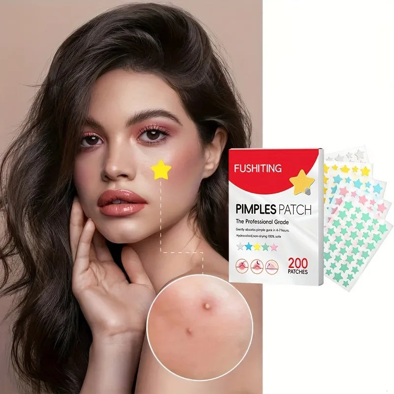 200pcs Star Acne Patch Facial Skin Care Fade Blemishes Pimple Marks Closed Acne Blemishes Cover Acne Pimple Repair Patch Oasis Select