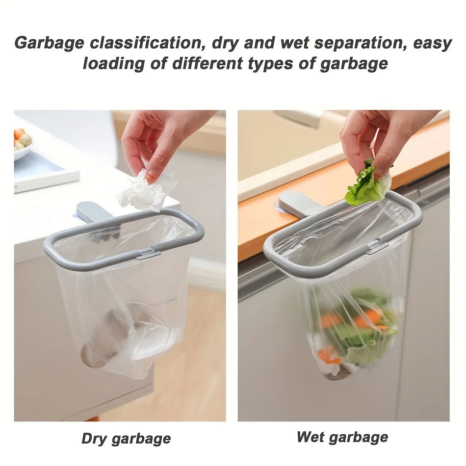Portable Plastic Garbage Hanging Bag Kitchen Trash Storage Rack Bag Hook Scouring Pad Dry Shelf Holder Kitchen Organzier Oasis Select