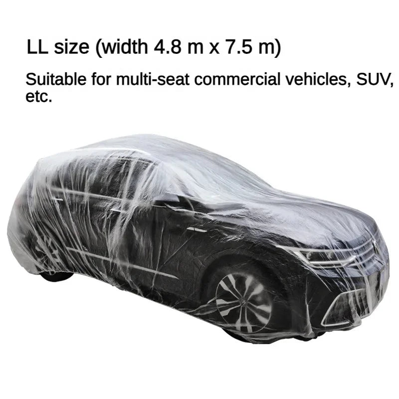 1-10PCS Disposable Car Cover Transparent Car Cover Car Coat and Car Cover PE Film Rain Cover Disposable Car Cover Car Dust Cover Oasis Select Transparent-XL 10PCS