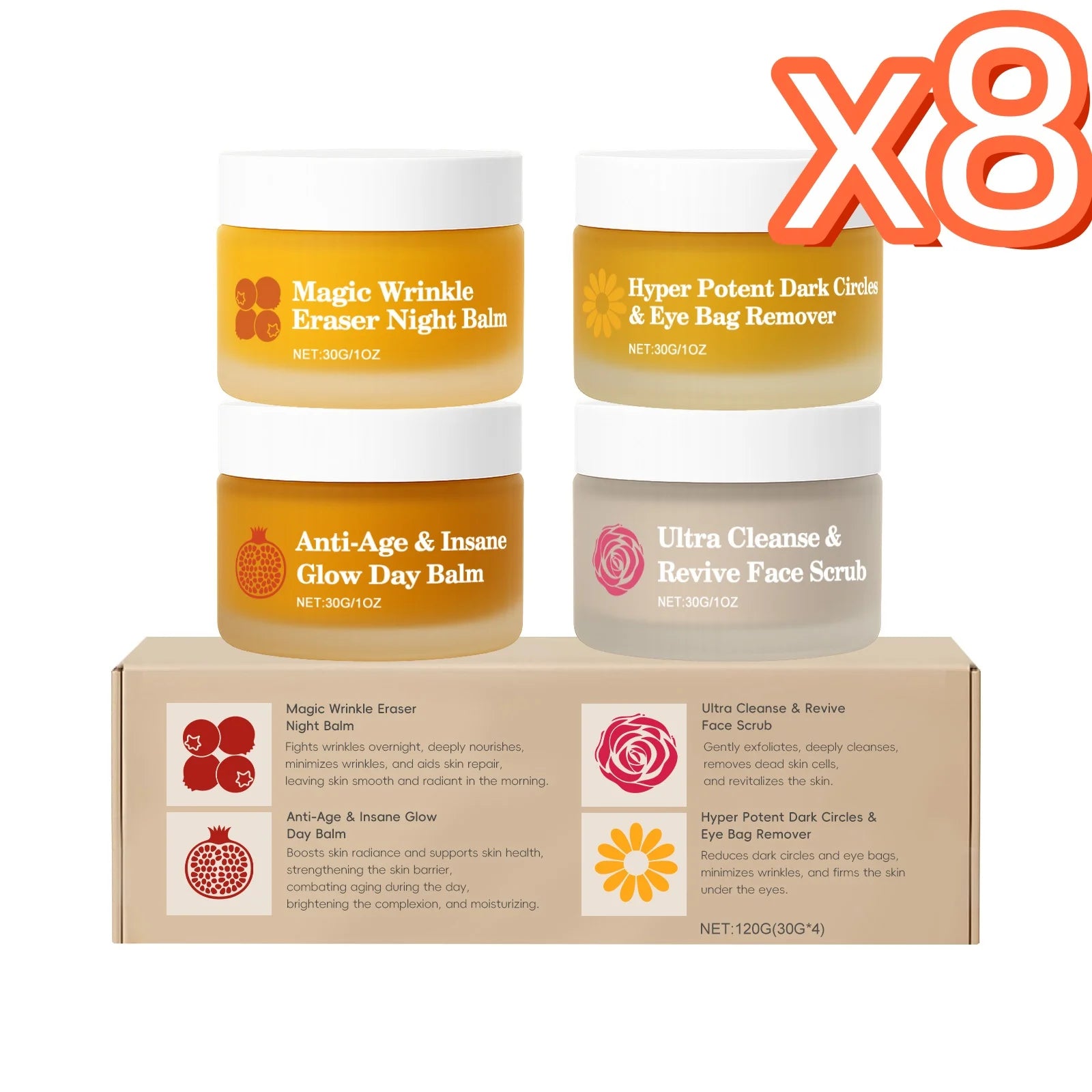 Day & Night Skincare Set – Moisturizer, Eye Cream & Scrub Skincare Gift Set Oasis Select 8x4x30g
