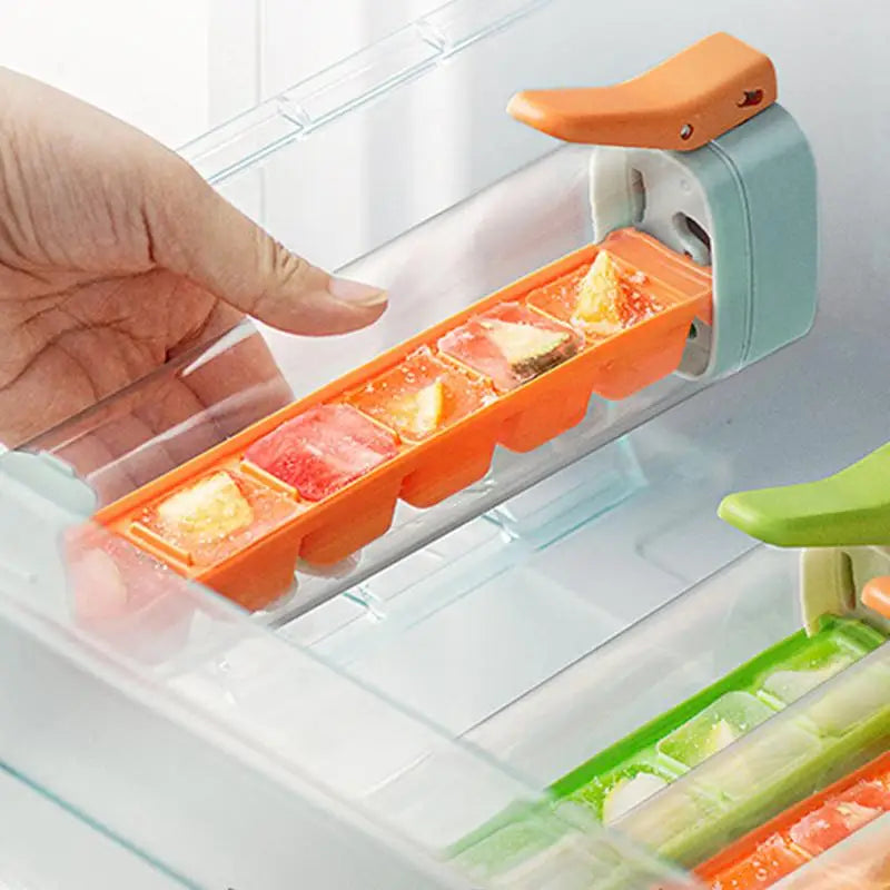 6 Compartment Press Type Ice Cube Molds Ice Trays for Freezer Square Ice Cube Mold with Bins Ice Trays with Lids Ice Maker Oasis Select