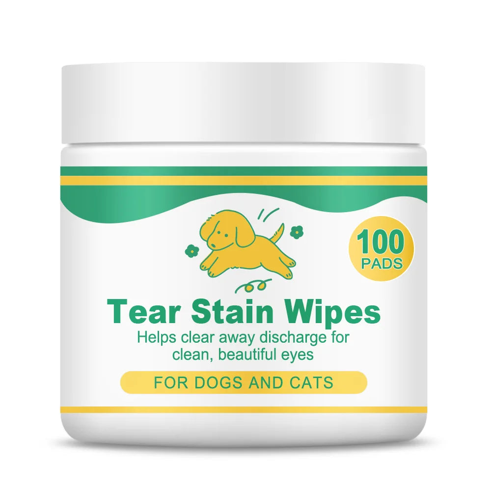 Pet Tear Stain Wipes 100 Pads – Vitamin B5 & C for Dogs & Cats Pet Eye Wipes Oasis Select