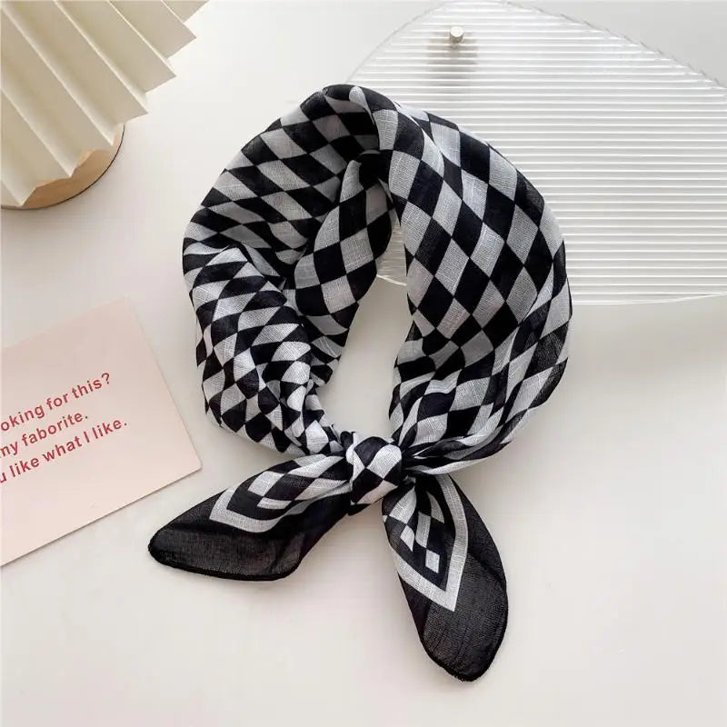 58cm Cotton Linen Handkerchief Print Square Neck Scarf Women Small Shawls Hair Scarfs Female Bag Scarves Head Scarf Oasis Select 01