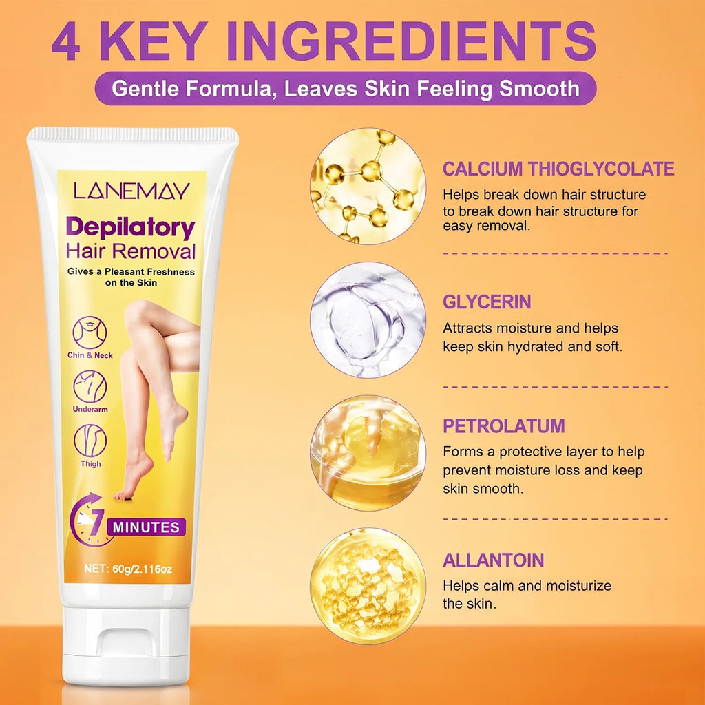 LANEMAY Hair Removal Cream 60g – 7-Min Gentle Formula