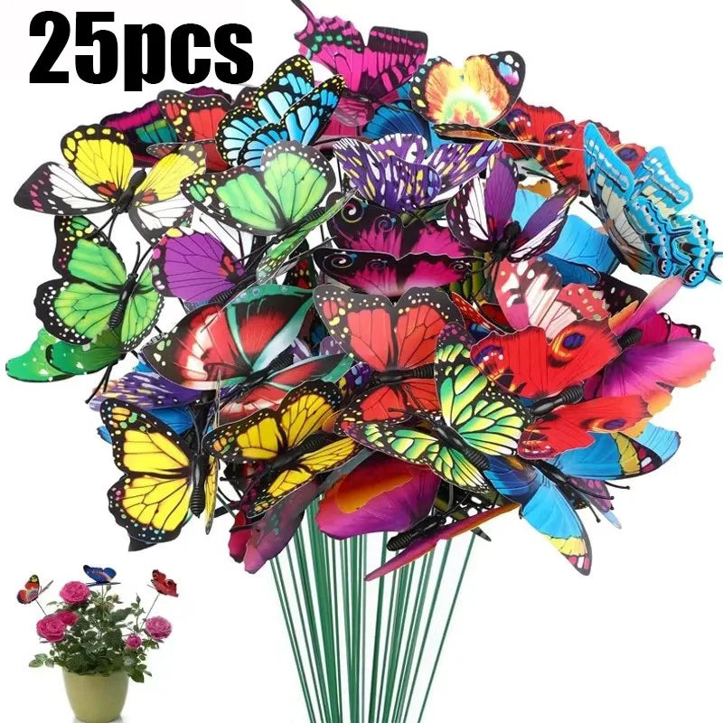 5/10/20/30pcs Outdoor Waterproof Glowing Butterfly Ground Stakes For Yard Lawn Decoration, Luminous Butterfly Ornaments Durable Oasis Select 25pcs
