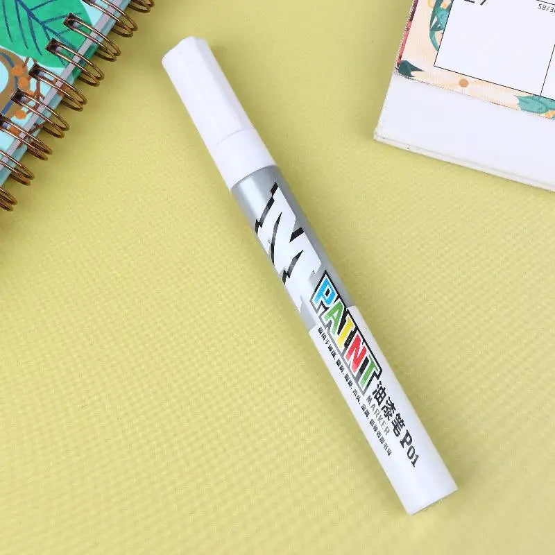 1Pcs Waterproof Marker Paint Pen Vehicle Touch-Up Paint Tyre Oily Markers Quick Drying Signature Pen Stationery Supplies Oasis Select White