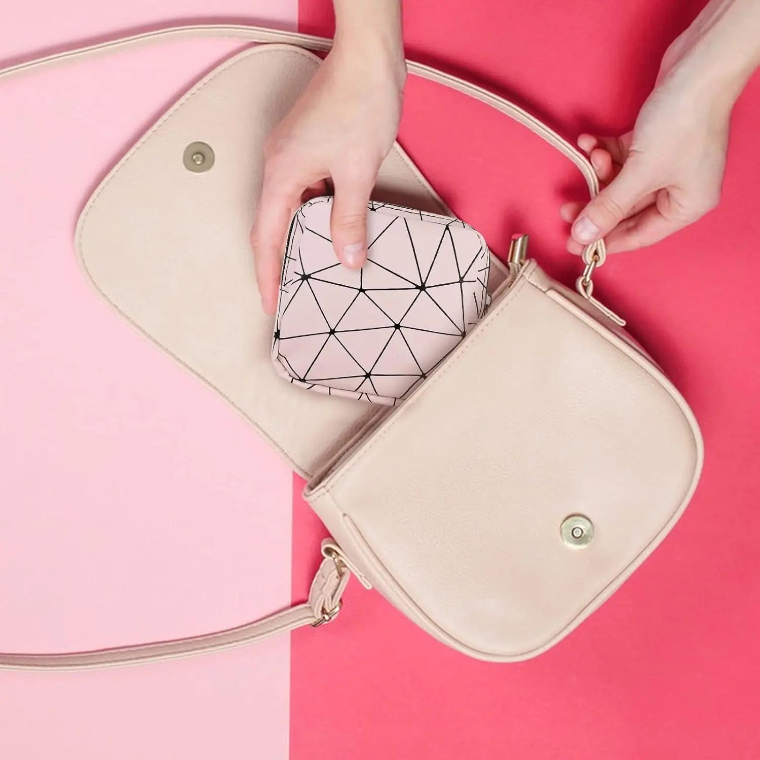 Women Period Pouch Sanitary Bag Makeup Mini Discreet Zipper Organizer Tampon Pad Purse Travel School Storage Essentials Oasis Select