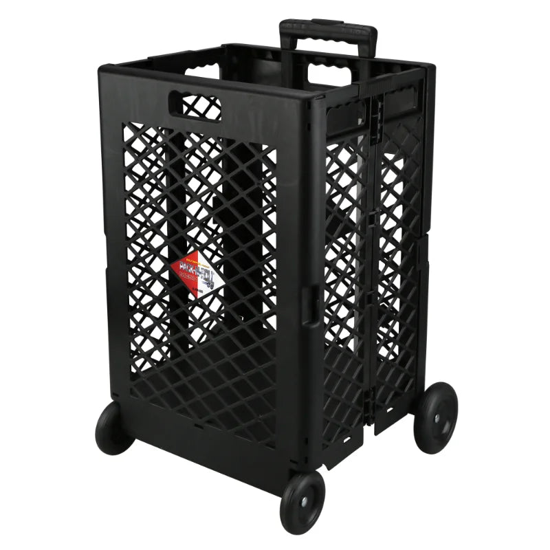 Grid trolley large-capacity plastic folding shopping cart four-wheel plastic folding luggage cart shopping trolley Oasis Select