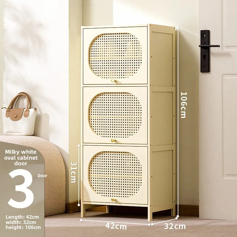 Household entrance shoe cabinet large capacity simple narrow multi-layer vertical small shoe cabinet corridor Oasis Select Milky white-7 layers